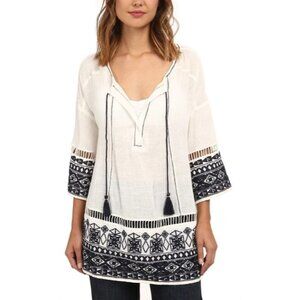 Free People Women's Ivory Combo Noyal Counting Stars Tunic Size Medium
